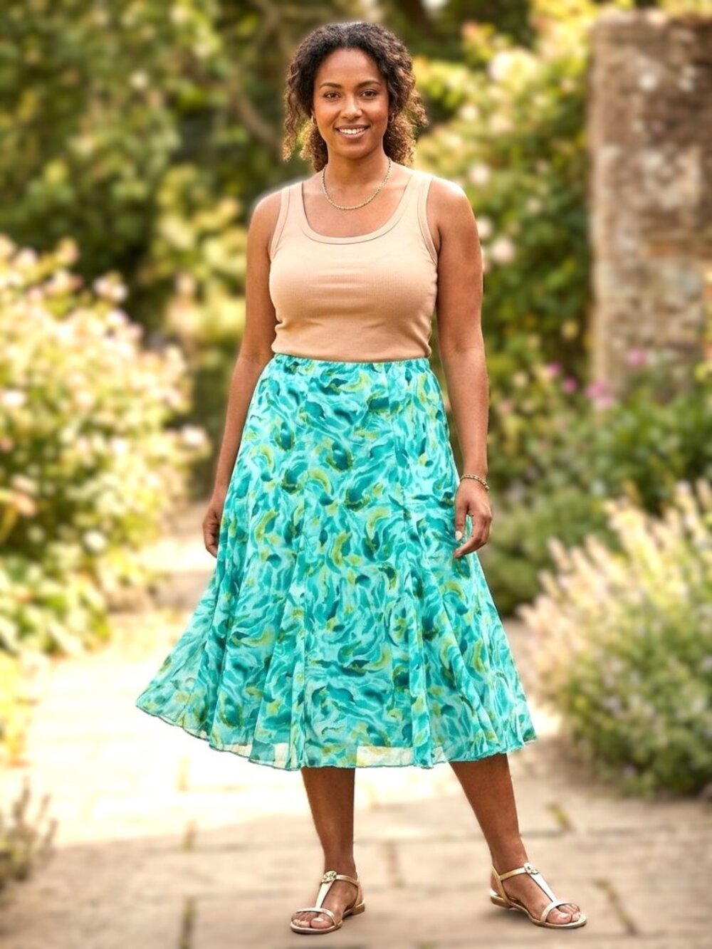 RUBY RD. Flare Pleated Midi Skirt. Plus Size 14